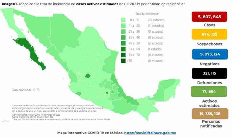 Mapa de covid-19 en México: Zacatecas y Chiapas registran menos de 100 casos activos